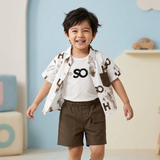 Kidsura Boys 3-Piece Urban Haze Outfit: Shirt, Tee & Shorts