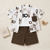 Kidsura Boys 3-Piece Urban Haze Outfit: Shirt, Tee & Shorts