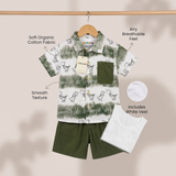 Kidsura Boys 3-Piece Summer Set: Button Shirt, Graphic Tee & Shorts