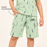 Kidsura Boys' 2-Piece Printed Cargo Shorts & T-Shirt Set | Urban Streetwear Co-Ord Outfit
