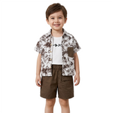 Kidsura Boys 3-Piece Outfit Set: Button Shirt, Graphic Tee & Shorts