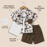 Kidsura Boys 3-Piece Outfit Set: Button Shirt, Graphic Tee & Shorts