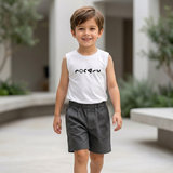 Kidsura Boys 3-Piece Outfit Set: Button Shirt, Graphic Tee & Shorts