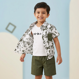 Kidsura Boys 3-Piece Outfit Set: Button Shirt, Graphic Tee & Shorts