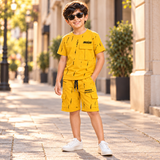 Kidsura Boys' 2-Piece Printed Cargo Shorts & T-Shirt Set | Urban Streetwear Co-Ord Outfit
