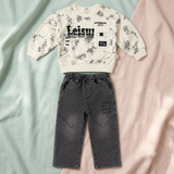 Kidsura Boys "Leisure" Tie-Dye Sweatshirt & Washed Denim Set (2-Piece)