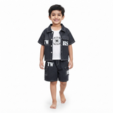 Kidsura Boys Denim Co-Ord Set with T-Shirt & Cargo Shorts – 3-Piece Outfit
