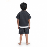 Kidsura Boys Denim Co-Ord Set with T-Shirt & Cargo Shorts – 3-Piece Outfit